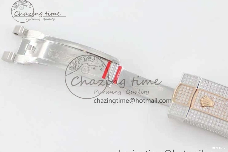 MiroTime 0601 Datejust 41 SS RG Full Diamonds TWF 1:1 Best Edition Diamonds Stick Markers Dial on Bracelet A Refined 2400